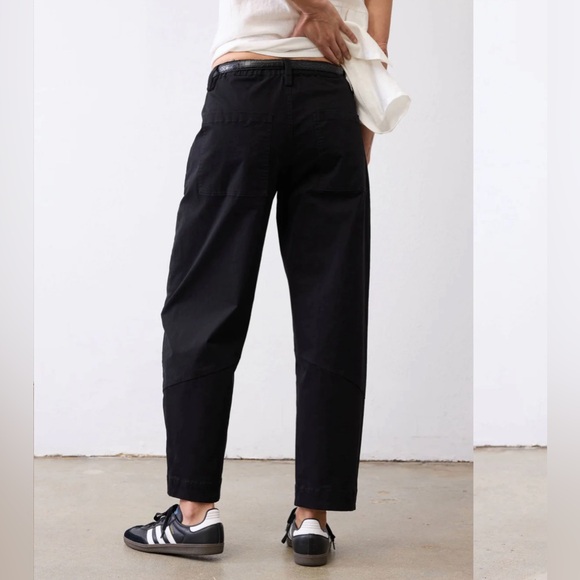 Ruti The Slouchy Soft Twill Pants Black Cotton Stretch Wide Leg Barrel Style 3 - Picture 3 of 12